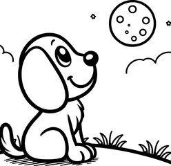 Fototapeta premium cartoon, dog, animal, illustration, coloring, vector, drawing, coloring book, black, funny, outline, comic, set, sketch, art, book, pet, rabbit, fairytale, children, puppy, fun, fantasy, animals
