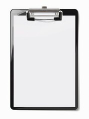 A black clipboard, isolated on a blank piece of paper for copying.