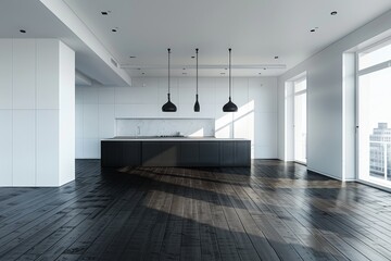 Obraz premium Vacant city residence with hardwood floors