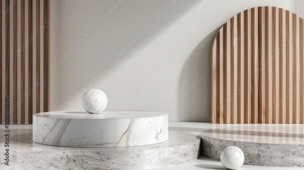 Poster 3d rendering of an empty podium or pedestal that can be used for presenting products.