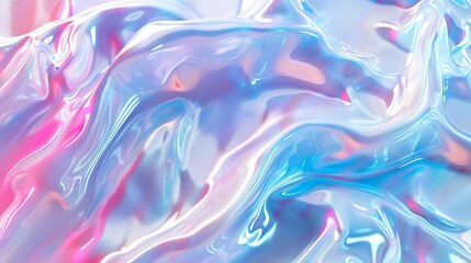 Fototapeta premium Digital illustration render of holography background using dynamic shapes and fluidity green blue pink purple 3D illustration render