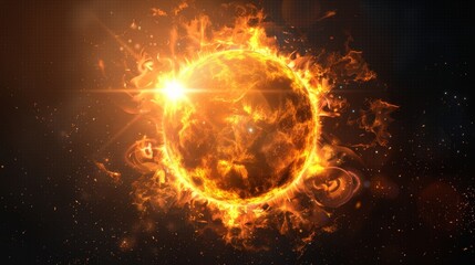 Obraz premium Solar flare explosion cutout with white background for design element - glowing light, energy, star, hot, plasma