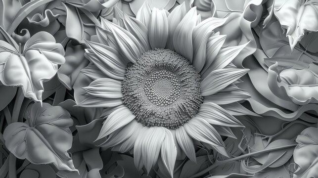 Sunflower Illustration, Digital Art, Nature, Abstract, Surreal - Powered by Adobe