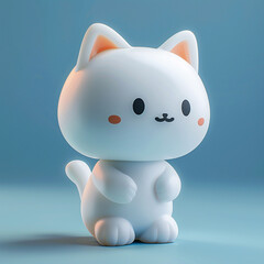 3D rendering of a cute white cat looking at the camera with a curious expression.