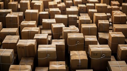 Warehouse workers loading and unloading delivery parcels: packages, boxes, shipping, logistics, distribution