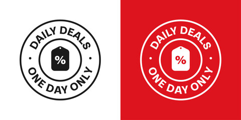 daily deals one day only sale set black and red stamp