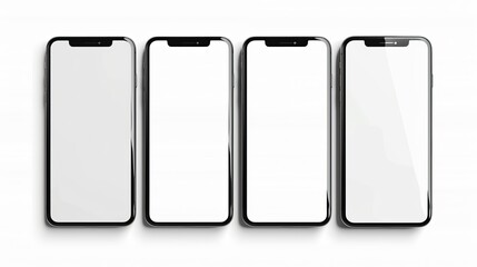 white smartphone mockups blank screen isolated  design element collection