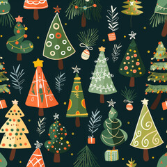 Whimsical Christmas Trees Pattern