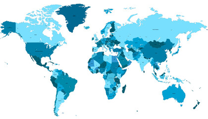 World map. Modern color vector map. Silhouette map.