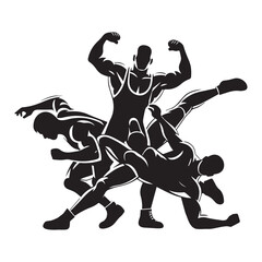 Wrestling Silhouette Vector Graphics for Dynamic Designs.