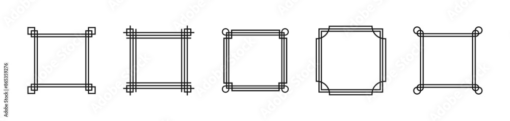 Poster frame geometric lines set. asian style frames vector collection.