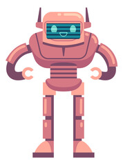 Futuristic robot icon. Cartoon droid toy mascot