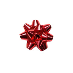 Vibrant Red Satin Gift Bow on transparent Background