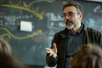 Professor's Passionate Lecture in a Classroom
