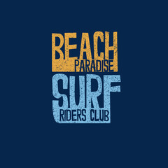 Beach paradise surf riders club summer typography