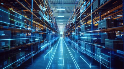 smart warehouse management system. digital high technology