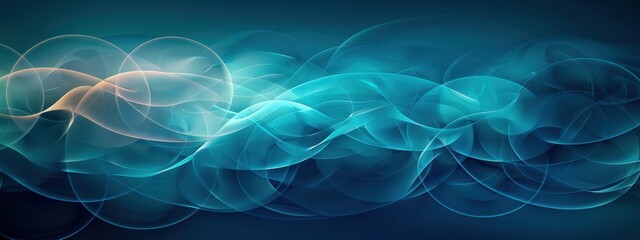 Obraz premium A minimalist background with a pattern of overlapping circles in shades of cyan.