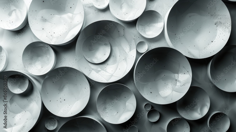 Poster a minimalist background with a pattern of overlapping circles in shades of white.