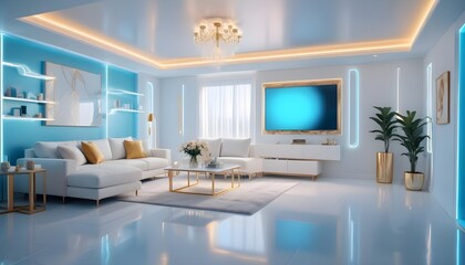 Photo interior modern design room 3d illustration