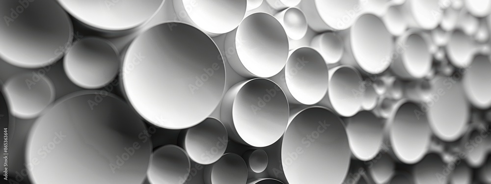 Poster a minimalist background with a pattern of overlapping circles in shades of white.