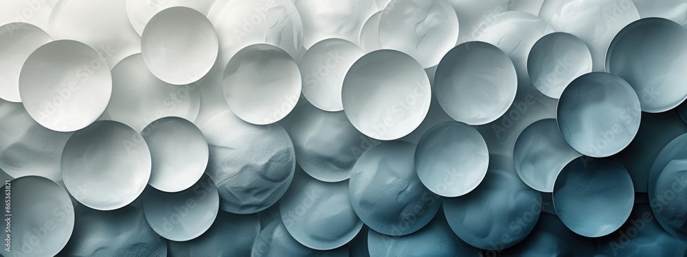 Poster a minimalist background with a pattern of overlapping circles in shades of white.
