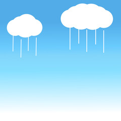 White cloud and rain on blue sky background vector.