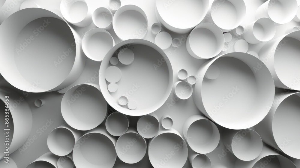 Poster a minimalist background with a pattern of overlapping circles in shades of white.