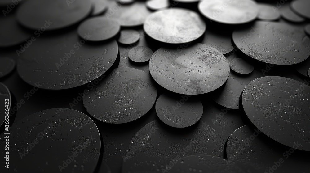 Poster a minimalist background with a pattern of overlapping circles in shades of black.