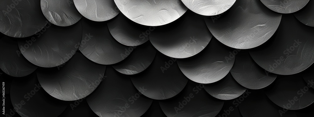 Poster a minimalist background with a pattern of overlapping circles in shades of black.