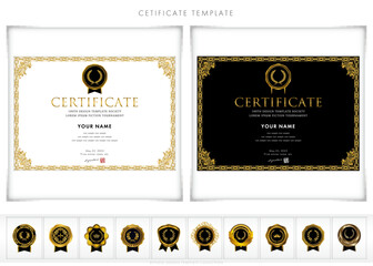 Luxury modern frames and shapes, templates for certificates of recognition, certificates of appreciation, and diplomas. Accommodates award, diploma, business and educational needs. type151(landscape)