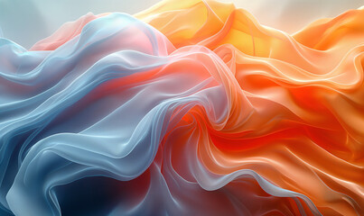 Obraz premium Wavy Orange and Blue Fabric