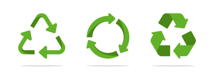 Obraz premium Recycling vector triangle symbol. Recycle arrows icon set.