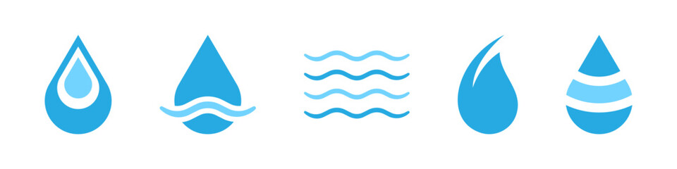 Water drop vector logotype set. Fresh liquid concept icons.