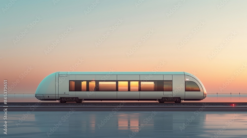Aufkleber a single train car in a minimalist setting, highlighting its form and function. the simplicity of th