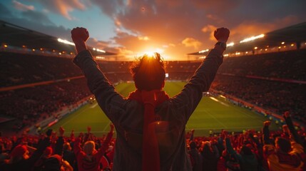 Sunset Soccer Stadium Celebration - Generative AI