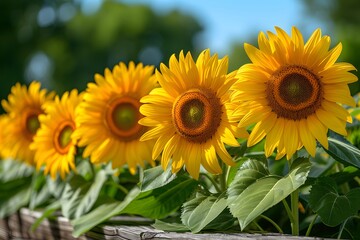 Obraz premium Summer Sunflowers in Bloom - Nature Photography for Garden, Print, and Poster Designs