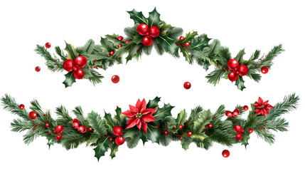 Christmas garland, PNG file, transparent background, isolated on white