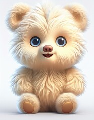 Obraz premium Cute little plush teddy bear with fur, isolated on a white background