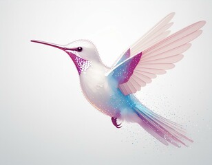 Obraz premium Beautiful hummingbird in flight, isolated on white background.