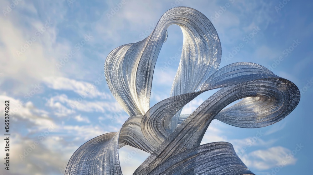 Poster the fabric adds a touch of softness and elegance to the mechanical structure of the wind sculpture c