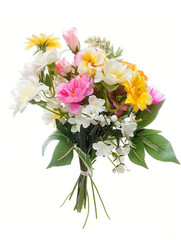 Fresh flower centerpiece bouquet. White background, cut out.