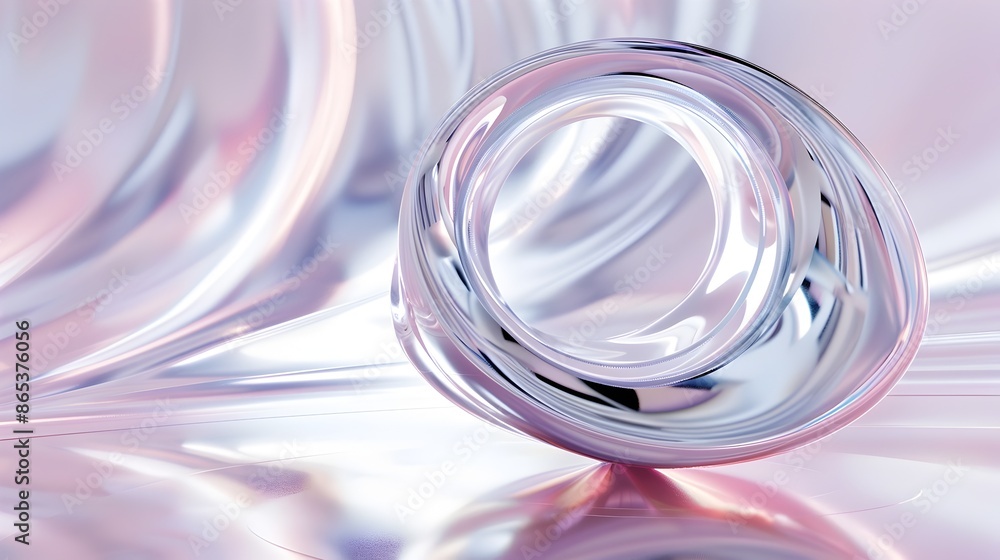 Aufkleber fluid circular abstraction with prismatic reflections and transparency