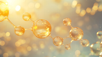 A macro shot of niacinamide molecules merging with skin cells, showing a smooth, hydrated complexion	
