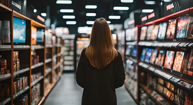 Woman in a comic book store.
