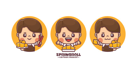 cartoon mascot design with spring roll