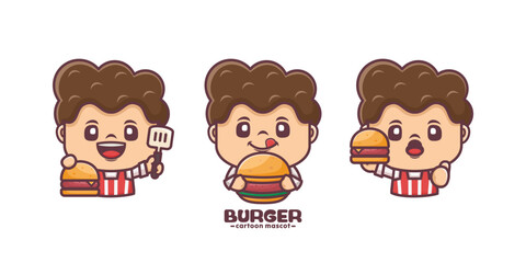 cute cartoon mascot with burger