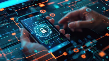 Digital Security - Phone with Lock Icon.