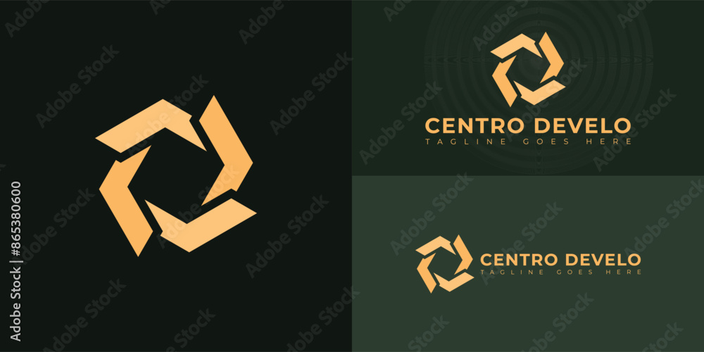 Poster abstract initial letters vd or dv logo in gold color isolated on multiple background colors. the log