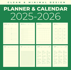 Simple planner calendar 2025, 2026 in clean and minimal design