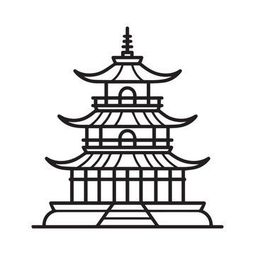 recommend clip art: Buddhist temple icon in outline style isolated on a white background vector illustration  